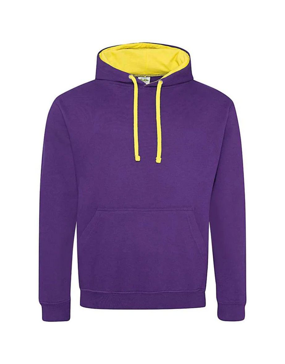 Awdis Womens/Ladies Varsity Hoodie - Purple/Sun Yellow - 1