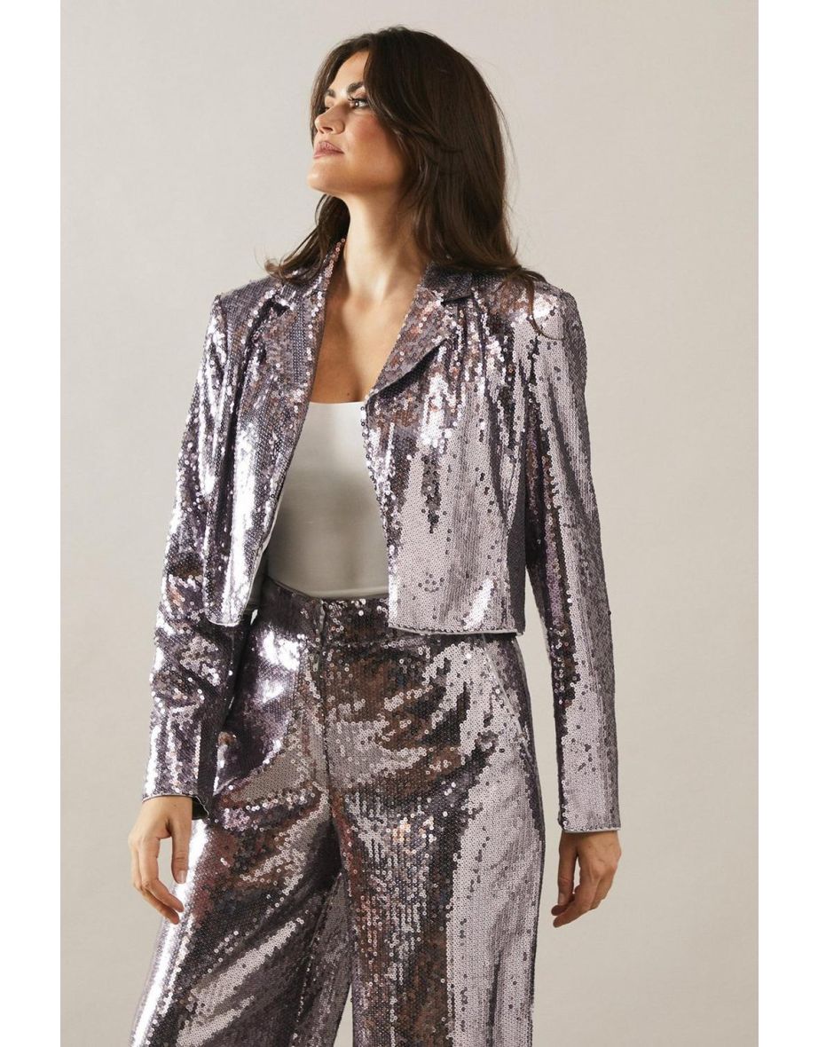 Sequin Crop Blazer - 3