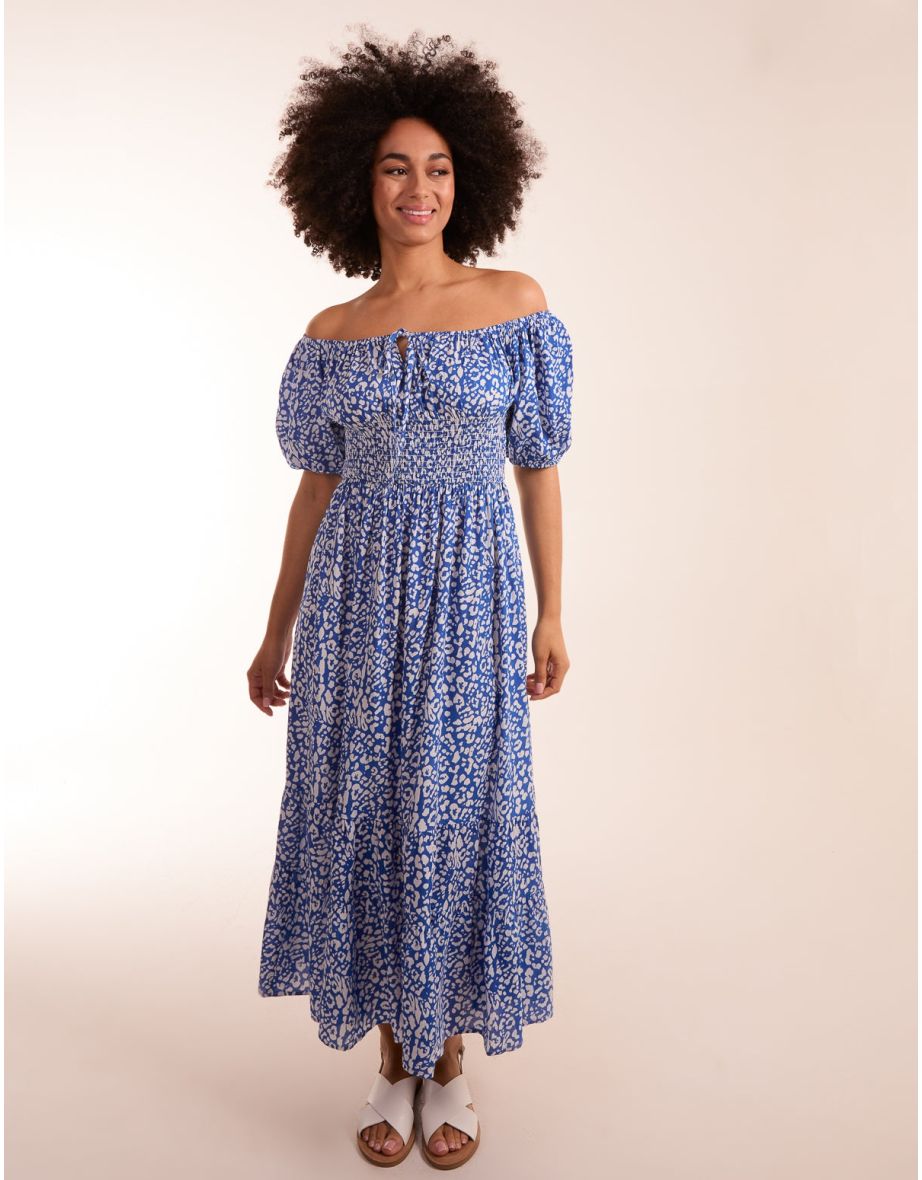 Tie Front Shirred Waist  Dress