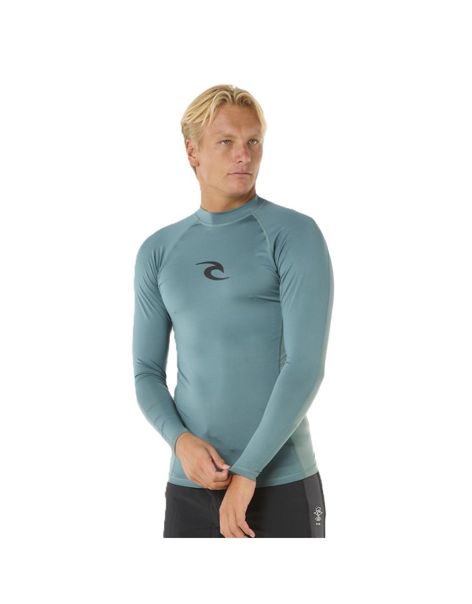 Rip Curl Mens Waves UPF 50 Perf Long Sleeve Swim Surf T-Shirt Rash Vest Top