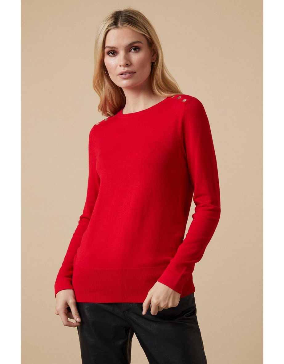 Stud Shoulder Crew Neck Jumper