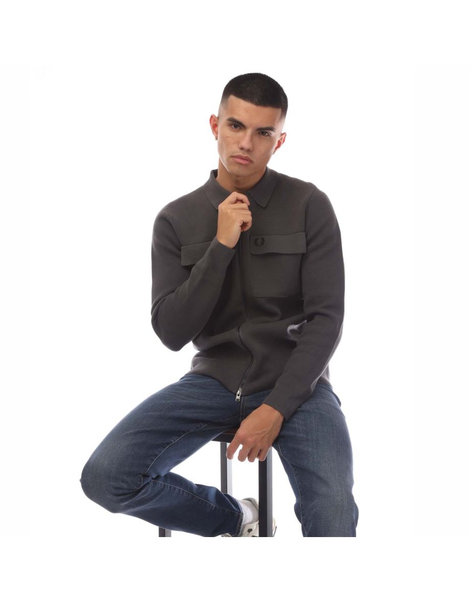 Men's Fred Perry Graphic Print Cardigan in Grey - 3