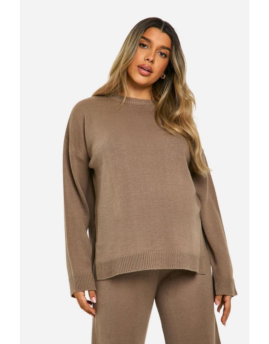 Maternity Soft Knit Jumper And Flares Knitted Co-ord - mushroom - 3
