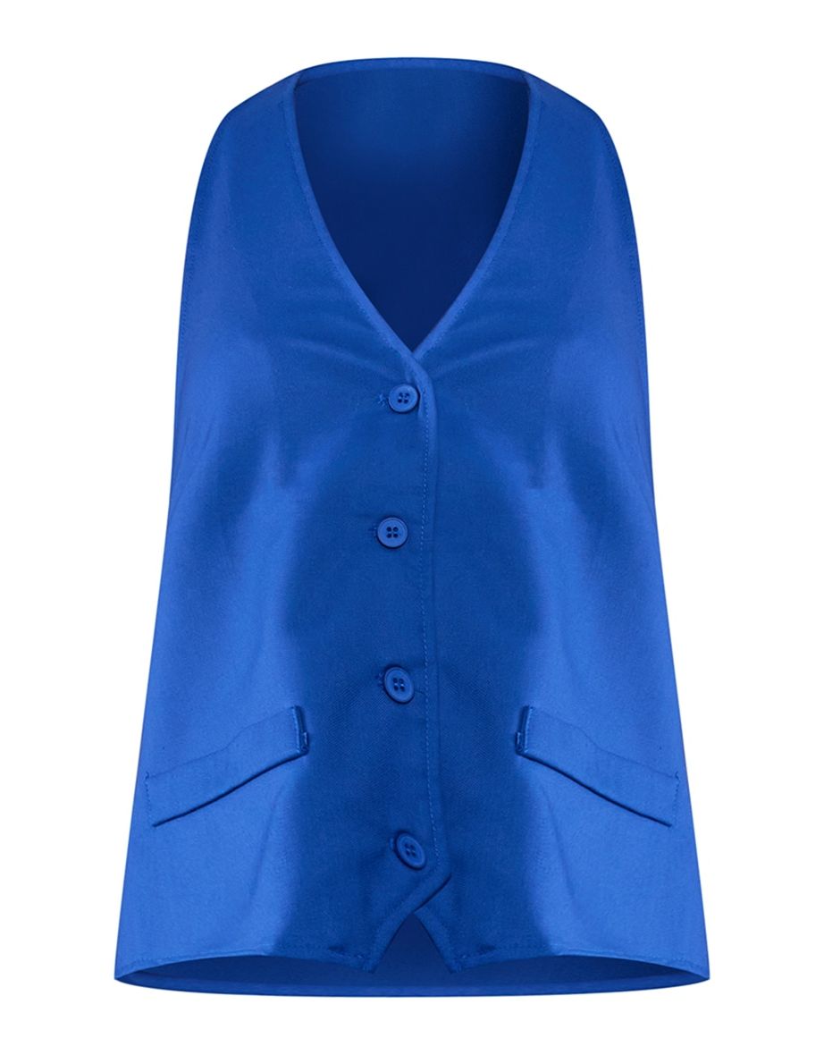 Indigo Woven Tie Back Waistcoat - 4