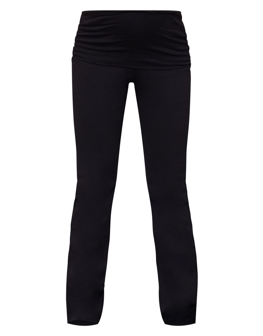 Maternity Black Fold Over Flared Leggings - 4