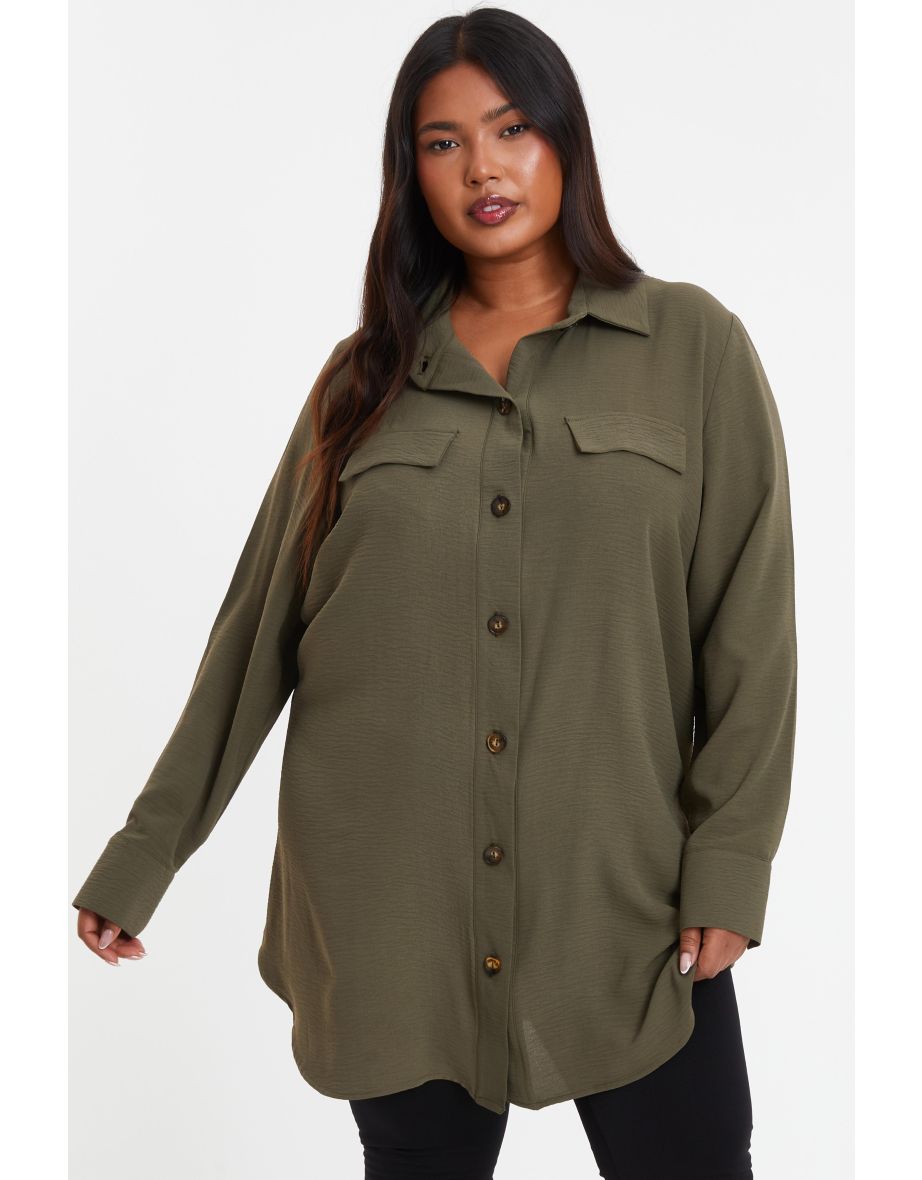 Curve Khaki Utility Shirt