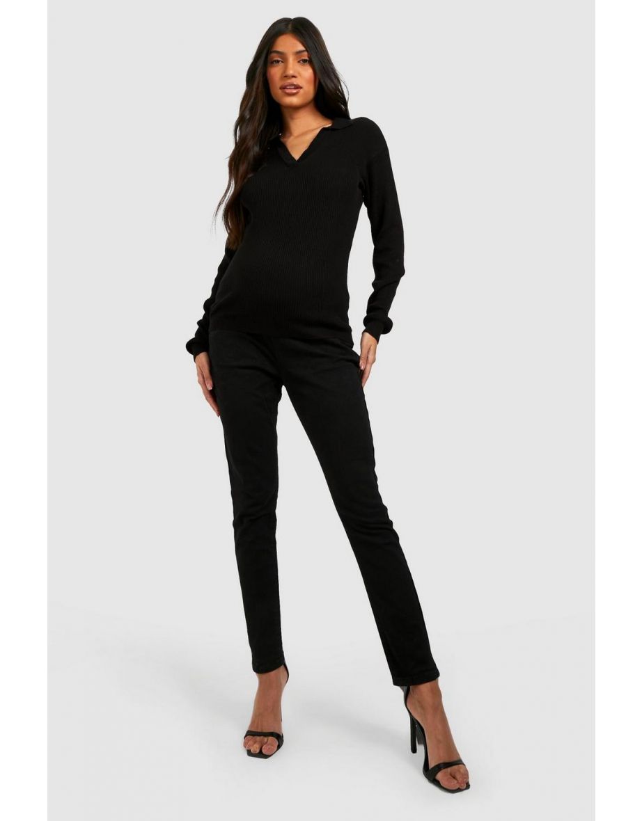 Maternity Over Bump Skinny Stretch Jeans - washed black