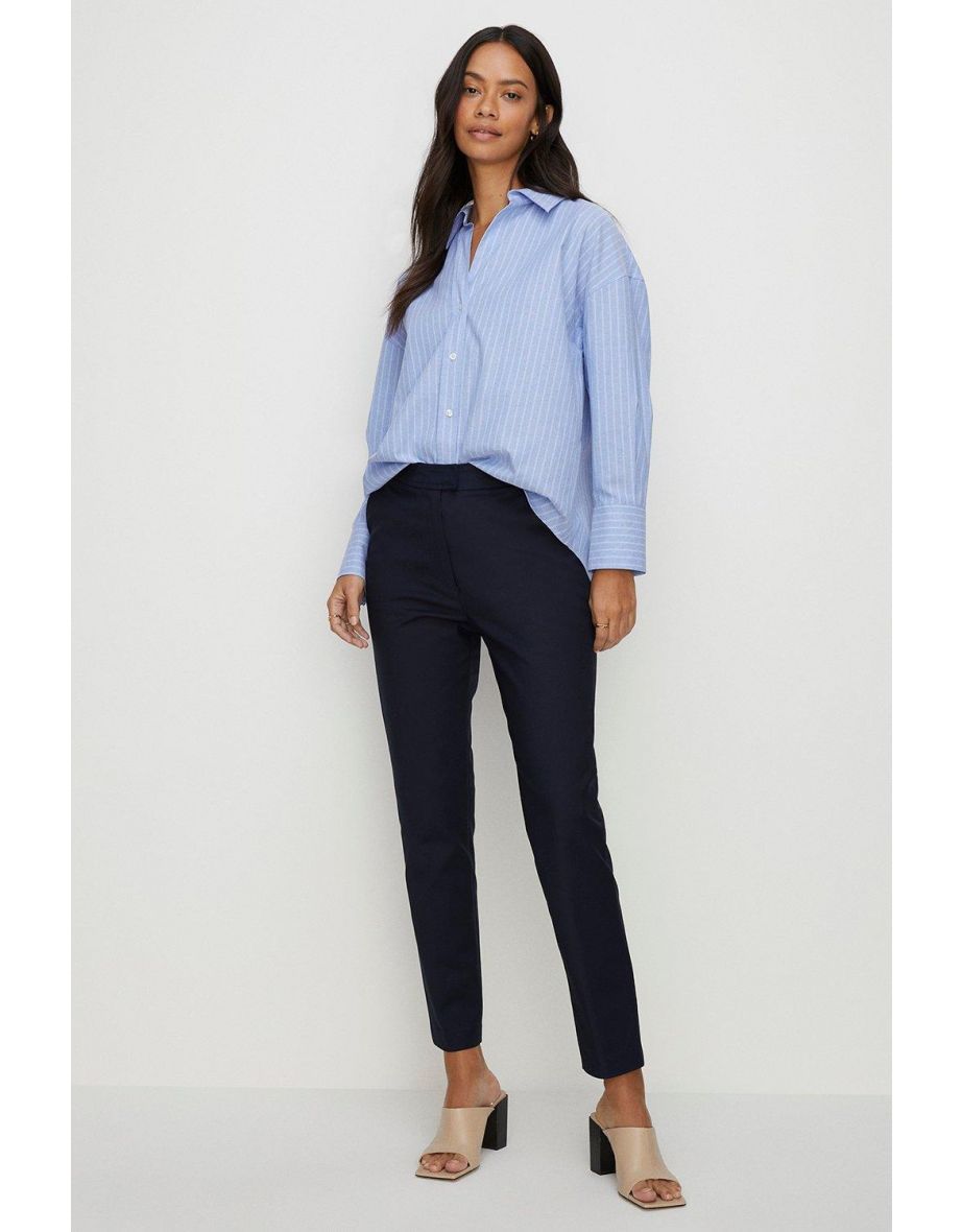 Cotton Sateen Tailored Slim Leg Trouser