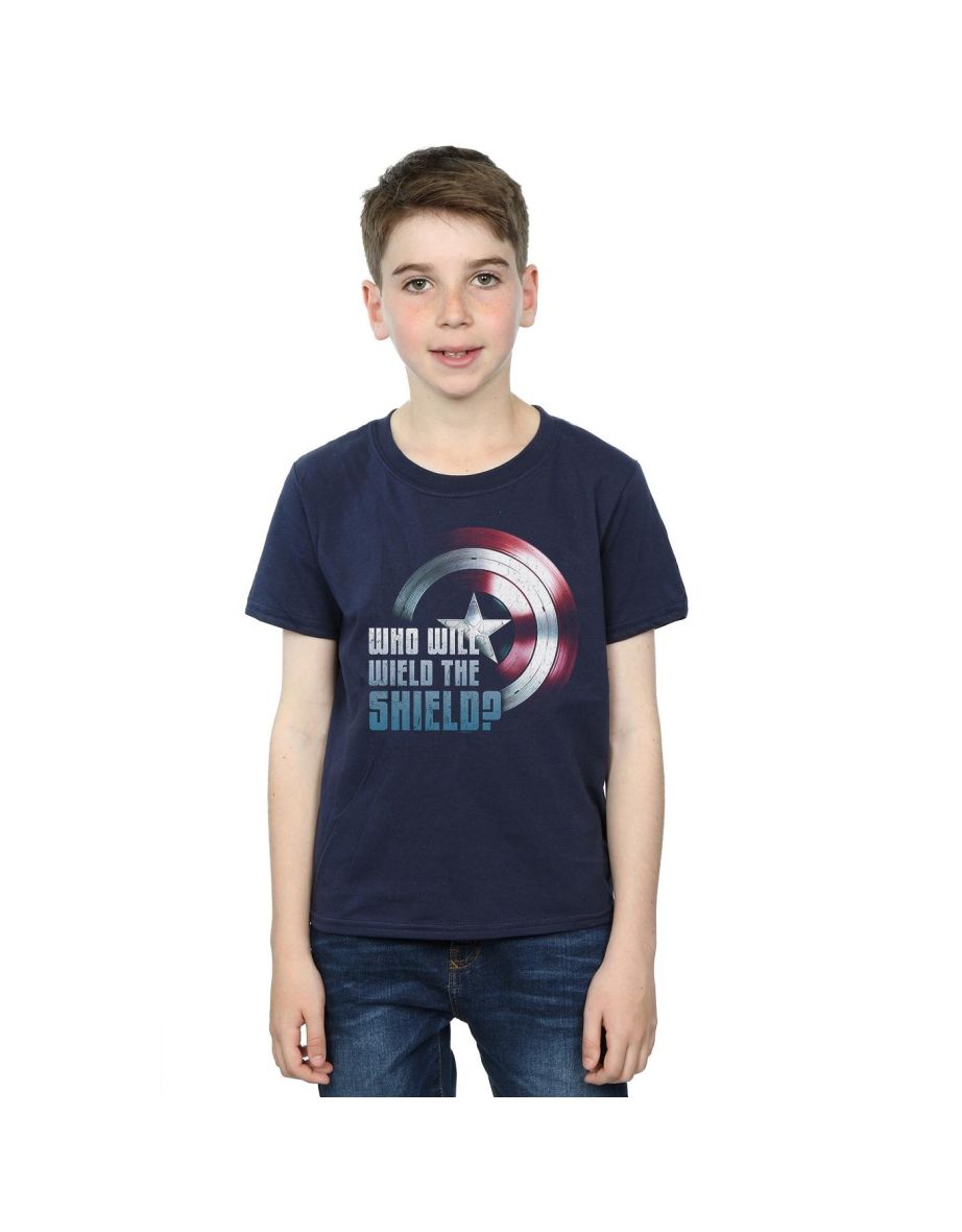 Marvel Boys The Falcon And The Winter Soldier Wield The Shield T-Shirt - Navy Blue