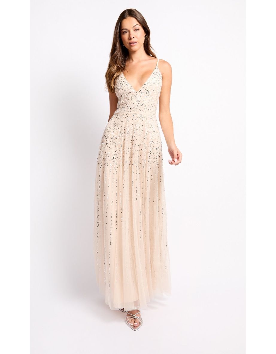 Cream Embellished Maxi Dress