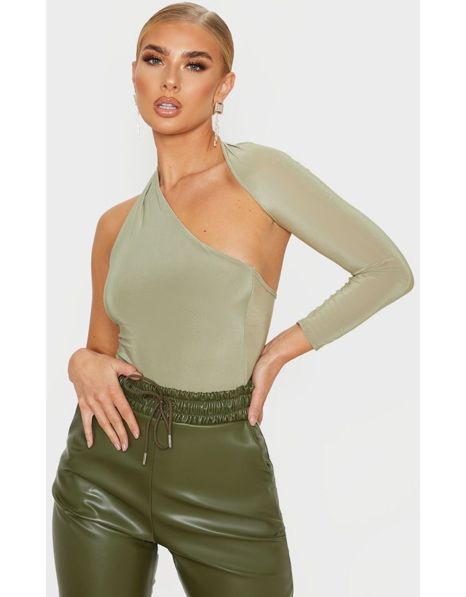 one shoulder asymmetric bodysuit