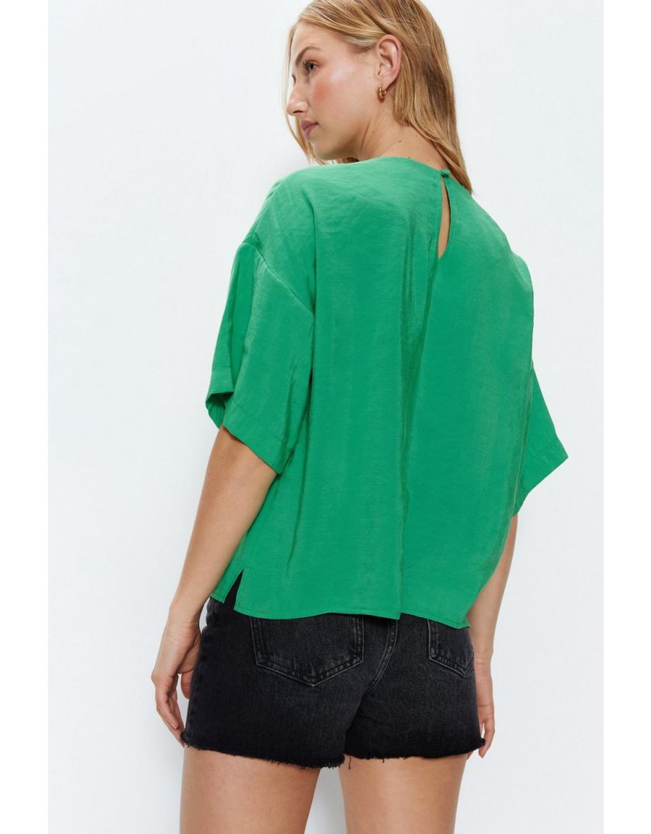 Short Sleeve Textured Woven Tee - 3