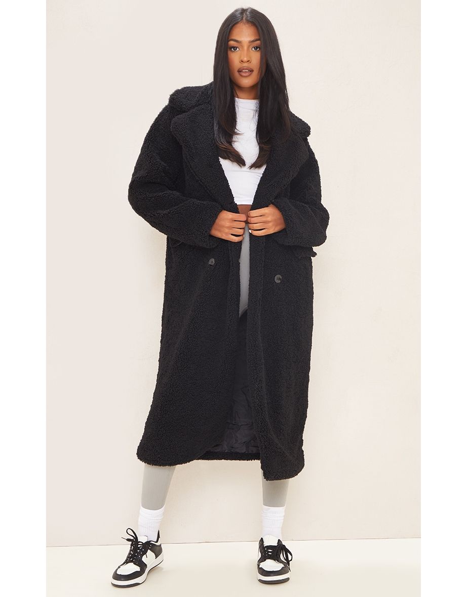 Black borg cheap longline coat