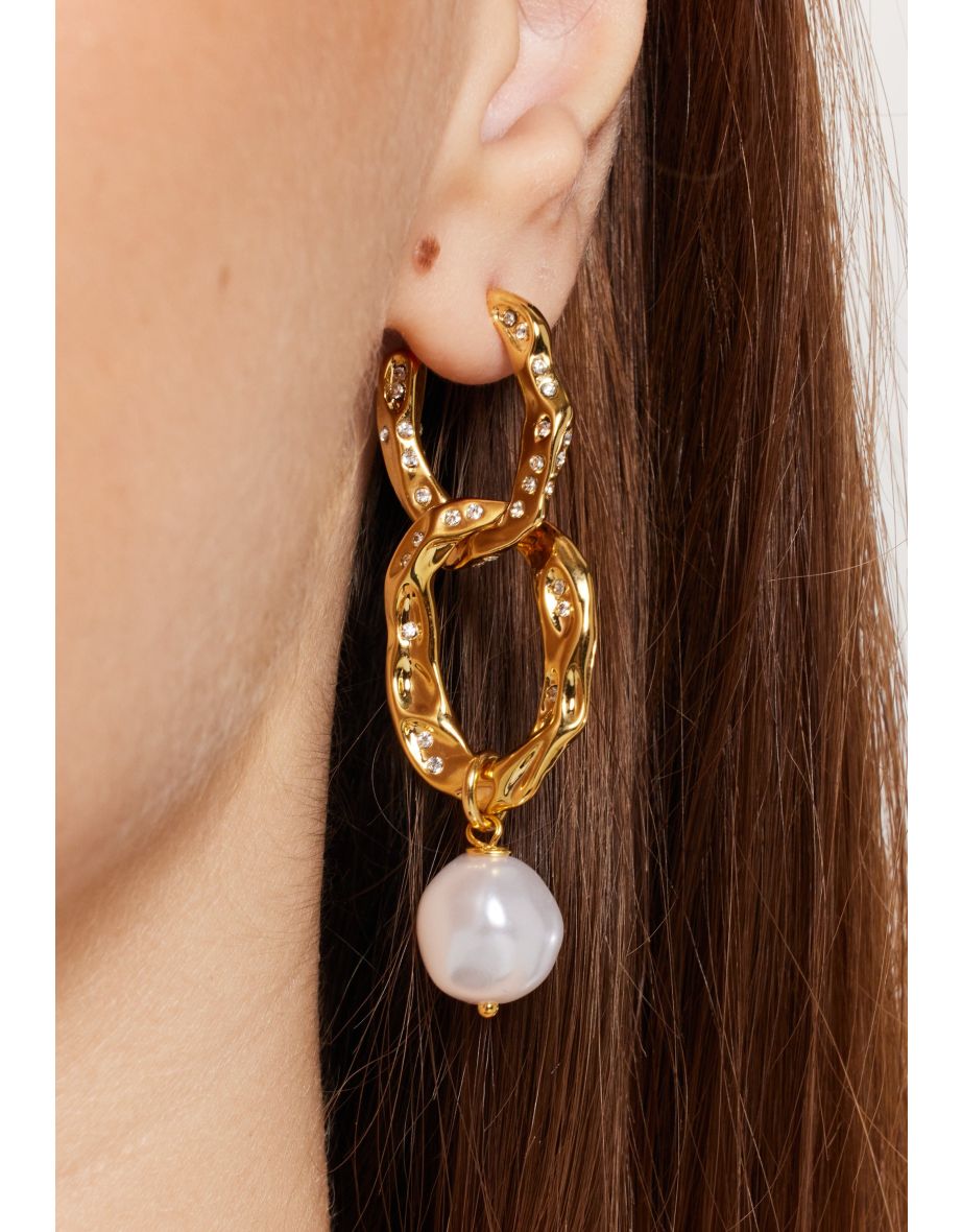 Ribbed Pearl Drop Earrings - 3