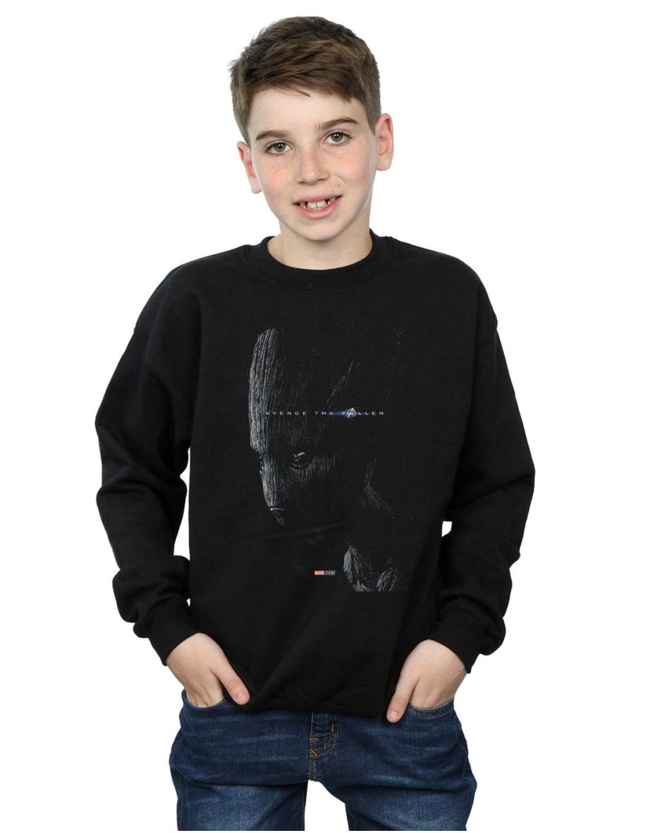 Marvel Boys Avengers Endgame Avenge The Fallen Groot Sweatshirt - Black