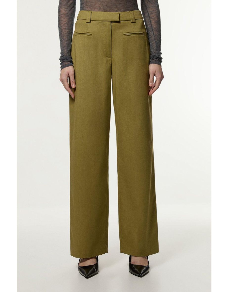 Soft Structured Tailored Wide Leg Trousers