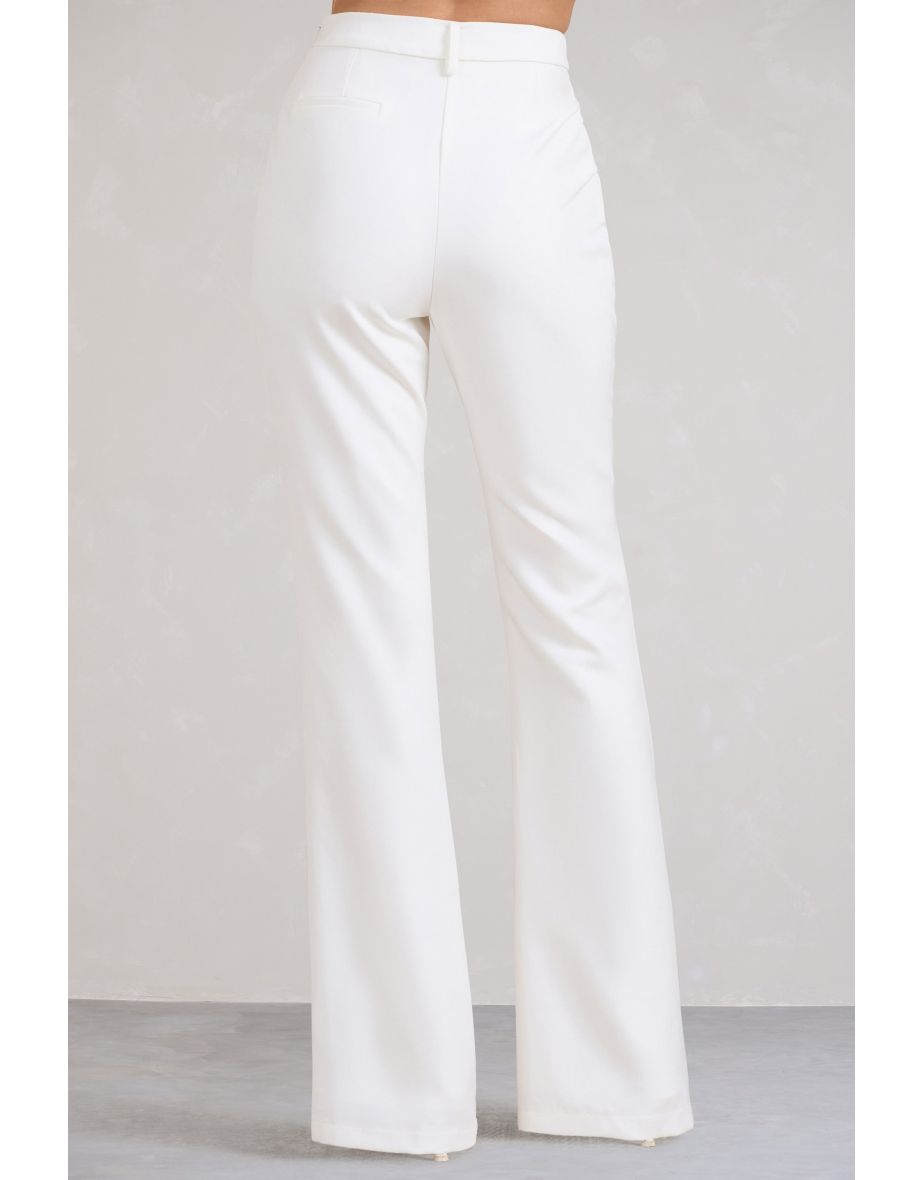 Laurelle | White High Waist Flared Trousers - 3