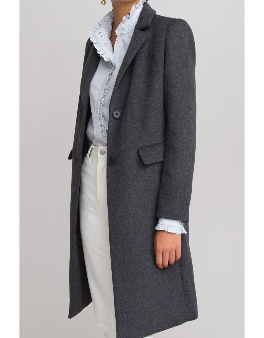 Wool Mix Buttoned Coat