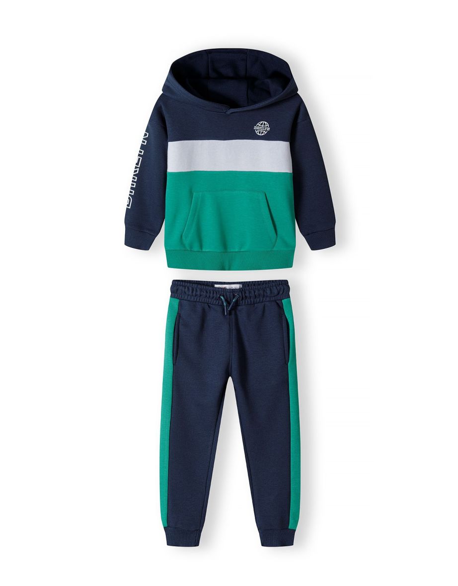 Boys Fleece Hooded Top and Jogger Set with Panelling