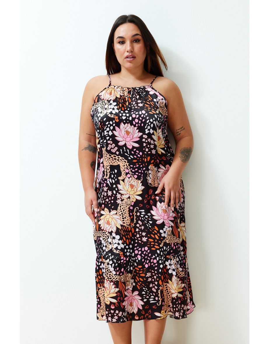 Black Thin Strap Frilly Nightgown