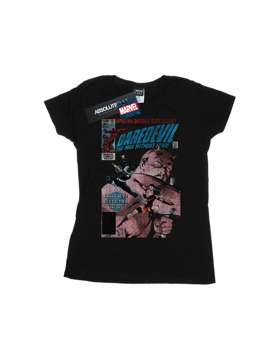 Marvel Womens/Ladies Daredevil Distressed Bullseye Vs Elektra Cover Cotton T-Shirt - Black - 1