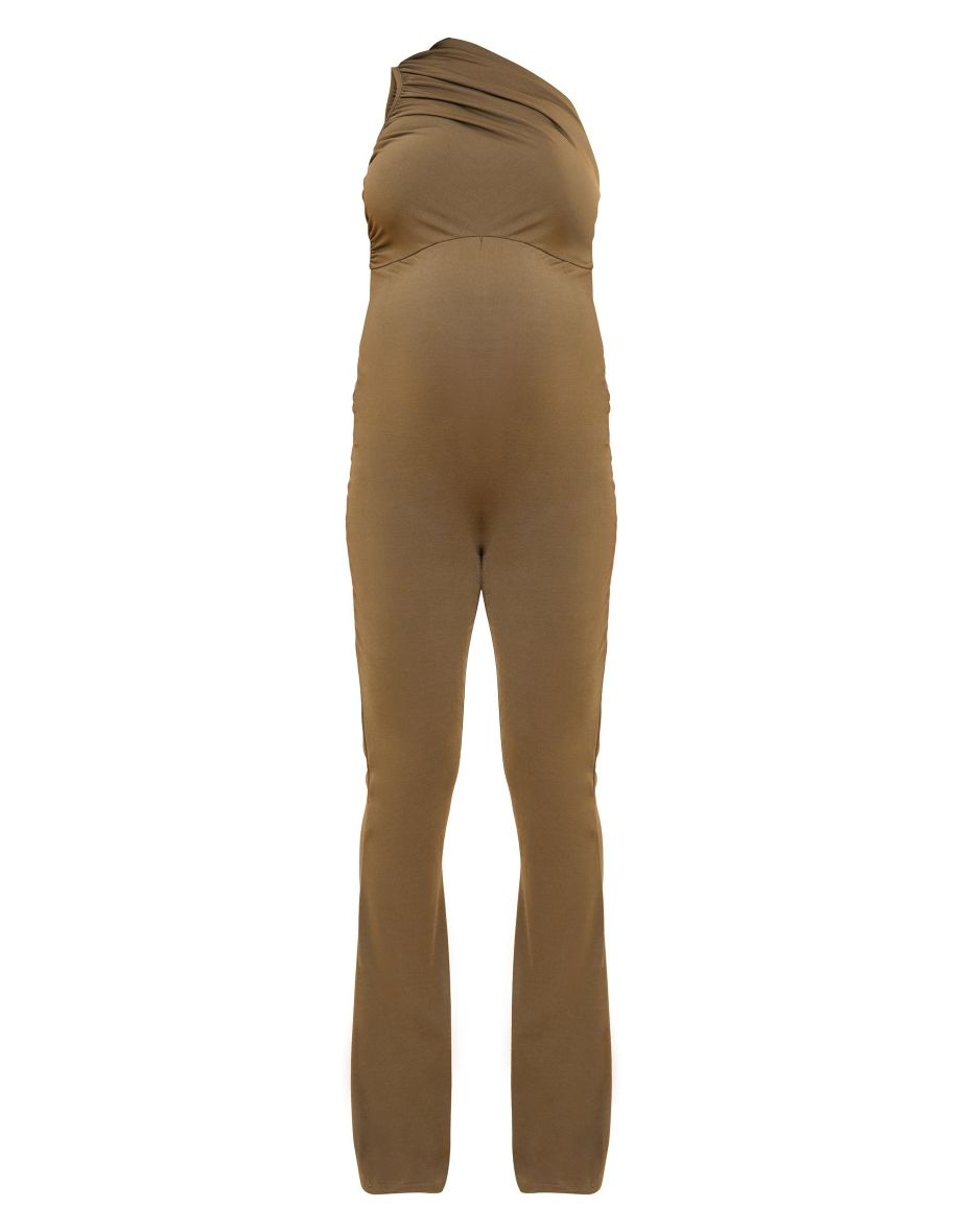 Maternity Olive Ruched One Shoulder Jumpsuit - 4
