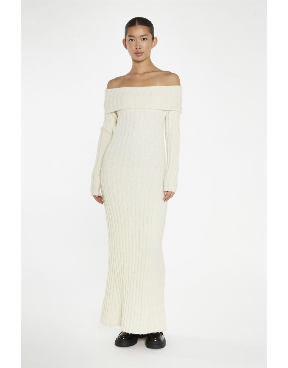Cream Bardot Maxi-Dress