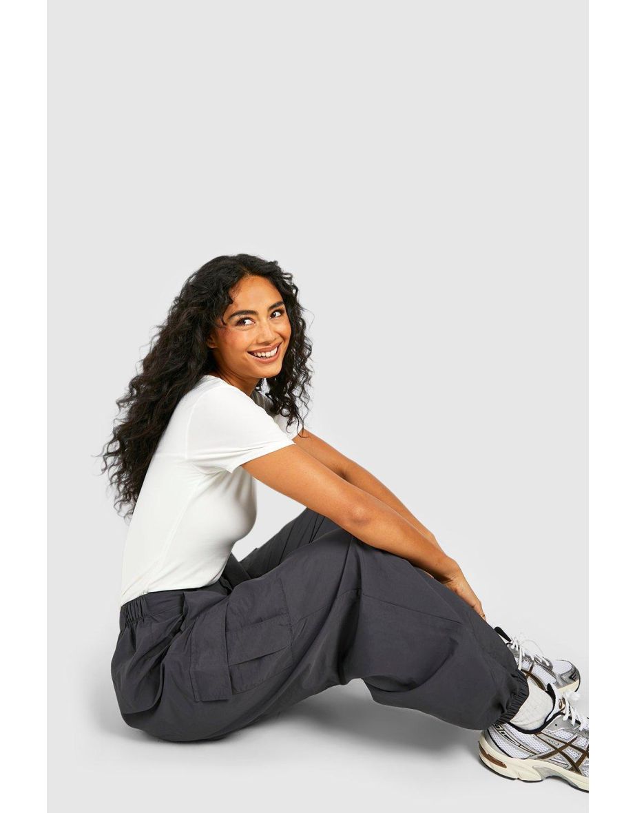 Oversized Baggy Cargo Parachute Pants - charcoal - 3