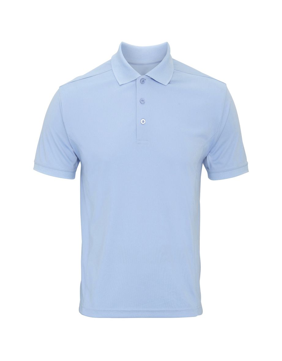 Premier Mens Coolchecker Pique Short Sleeve Polo T-Shirt - Light Blue