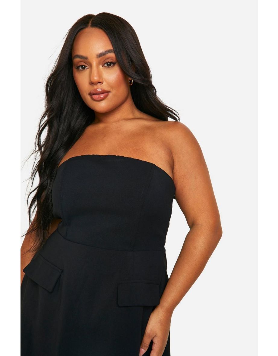 Plus Structured Bandeau Mini Dress - black - 3