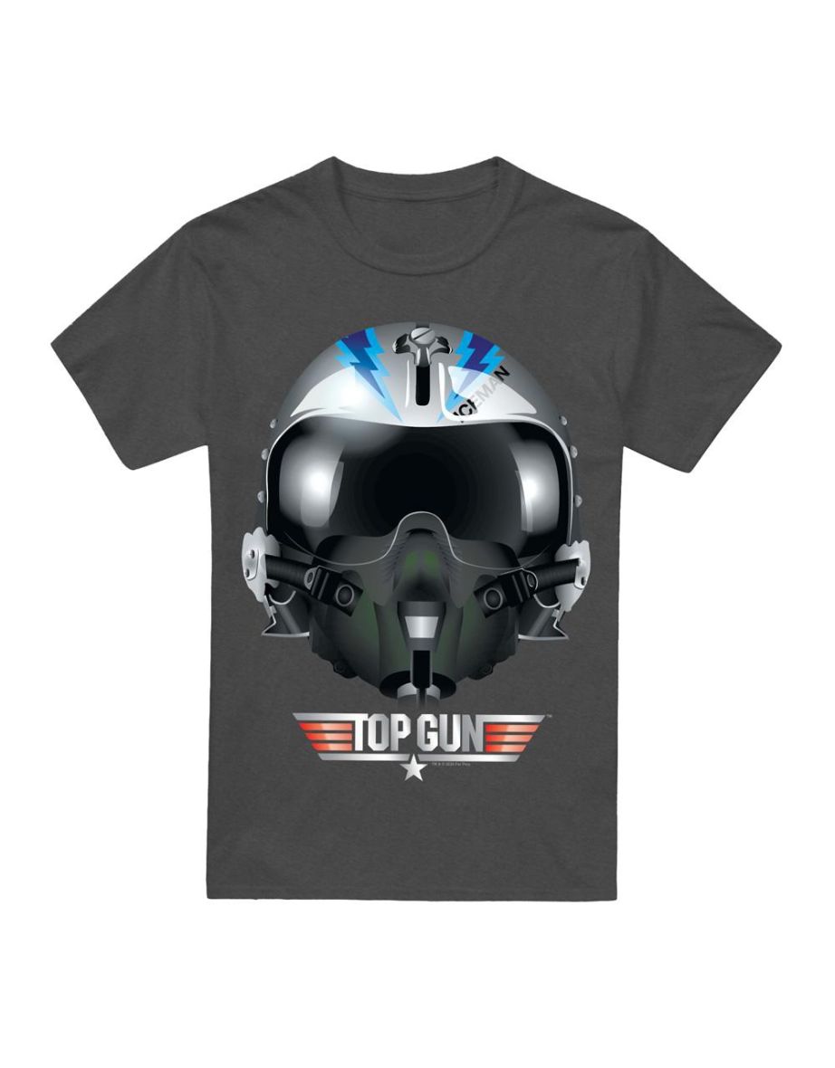Top Gun Unisex Adult Iceman Helmet T-Shirt - Charcoal