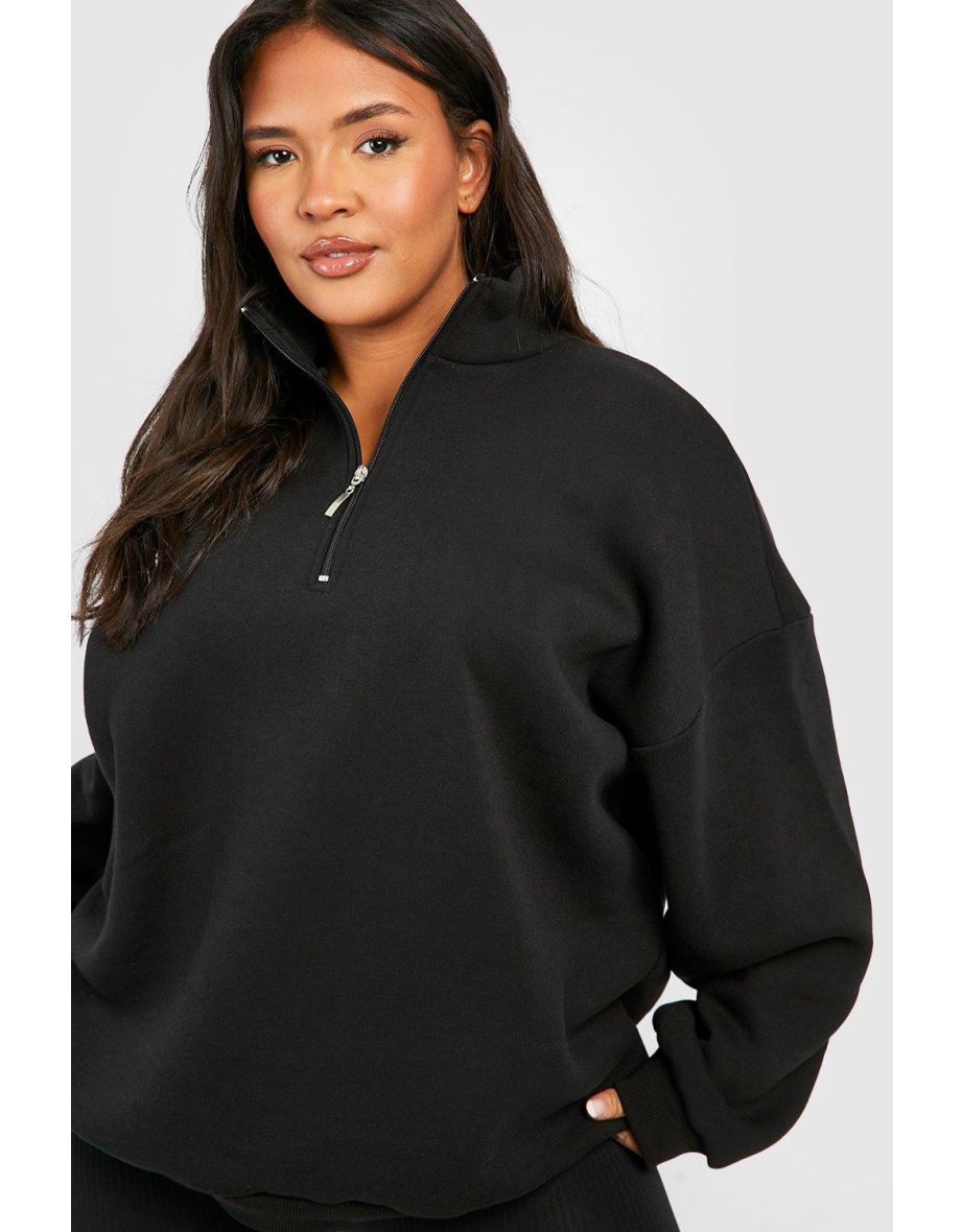 Plus Oversized Half Zip Sweatshirt