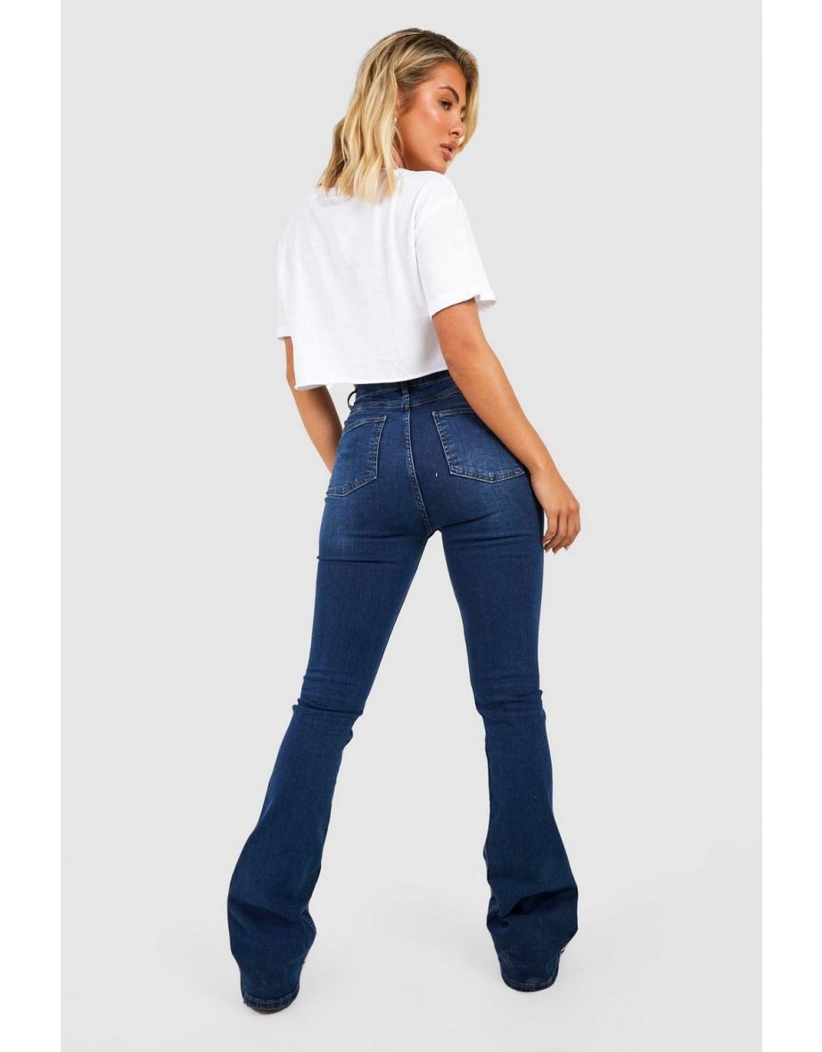 Butt Shaper Mid Rise Skinny Flared Jeans - indigo - 2
