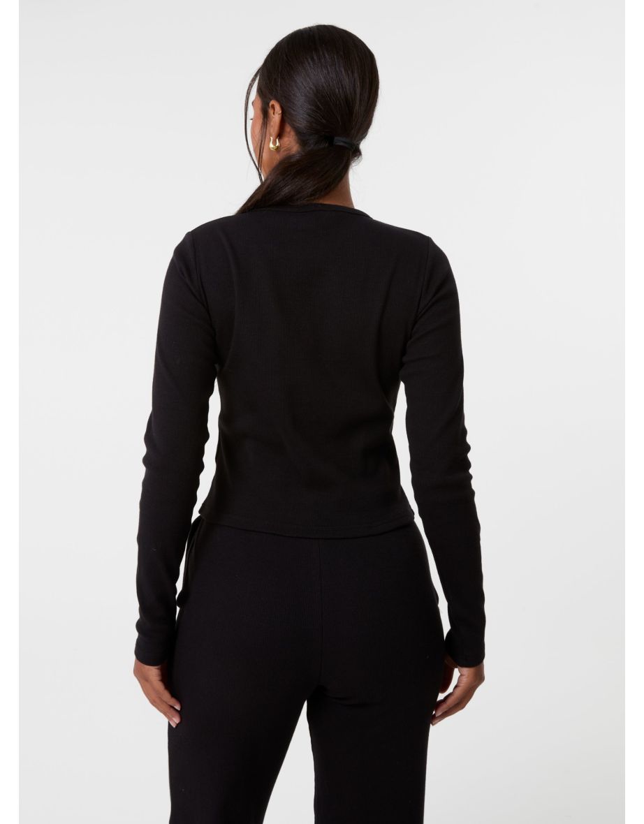 Ribbed Button Front Top - 3