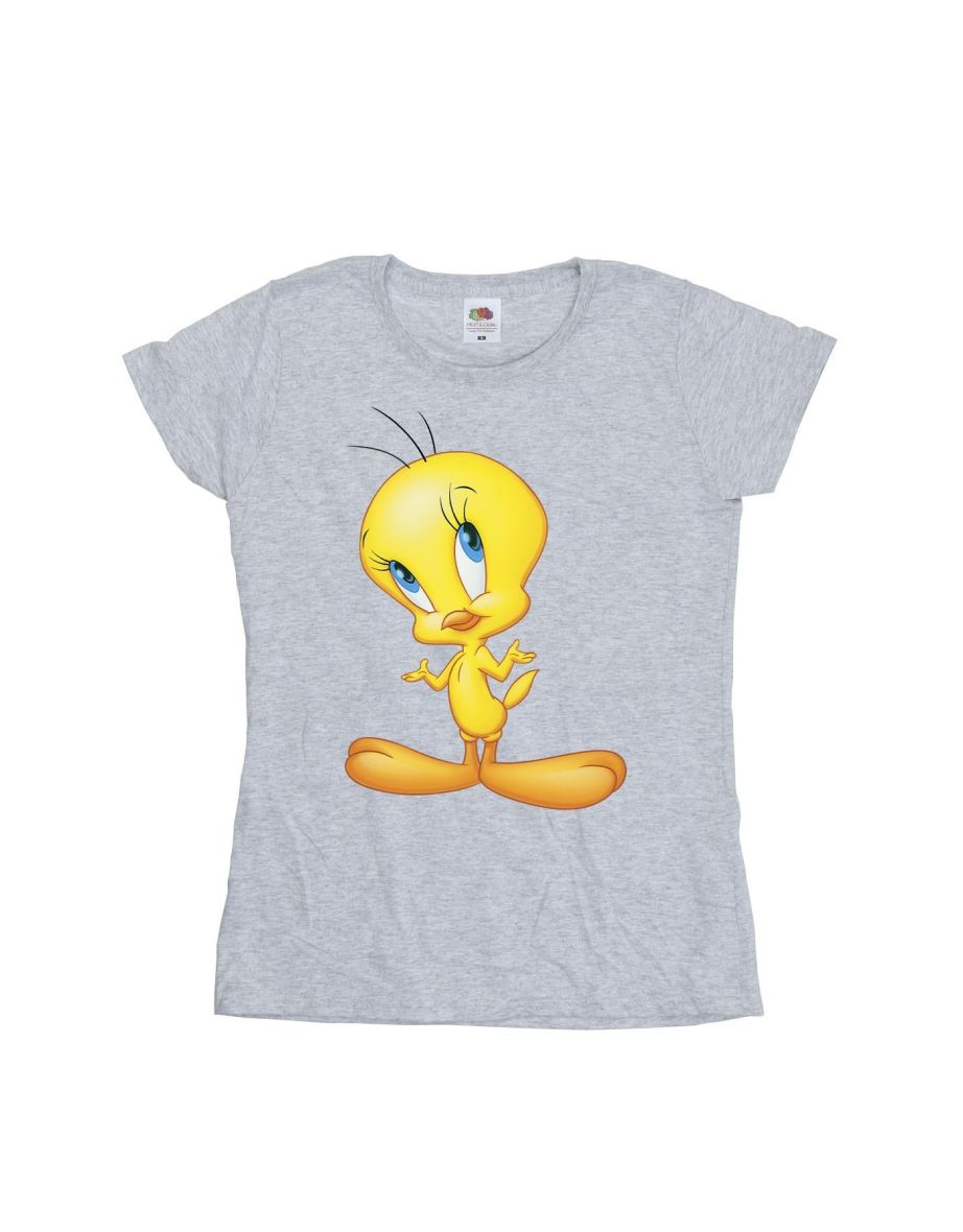 Looney Tunes Womens/Ladies Tweety Standing Cotton T-Shirt - Sports Grey