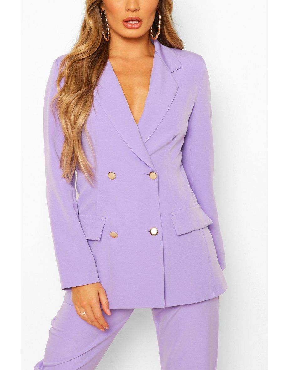Double Breasted Military Blazer - lilac - 3