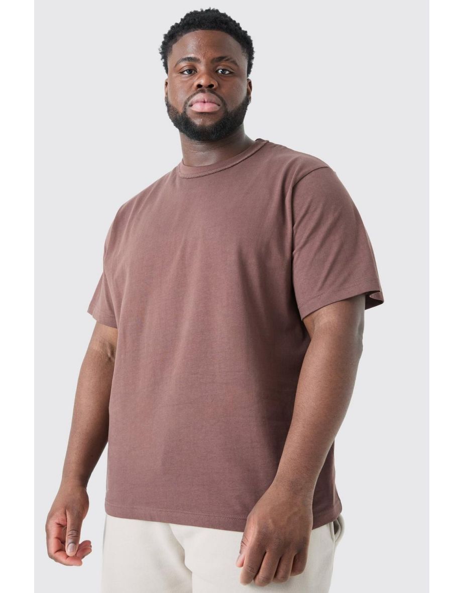Plus Core Heavy Carded Layed On Neck T-shirt - chocolate - 2