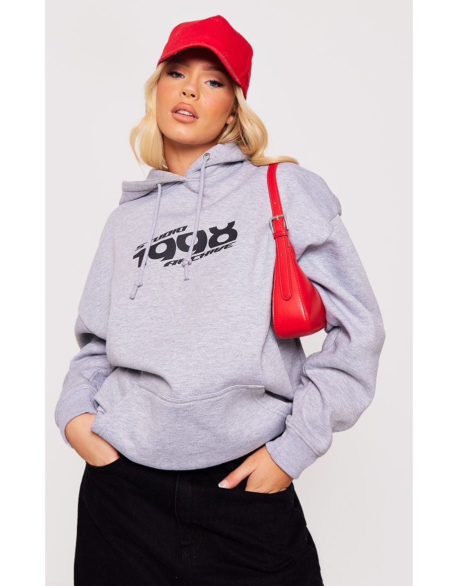 Grey Marl Studio 1998 Printed Hoodie
