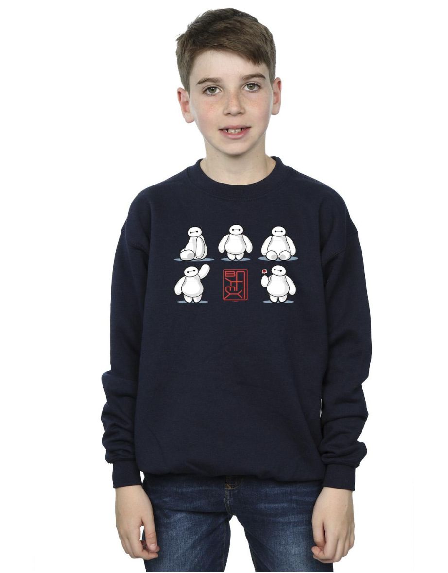 Disney Boys Big Hero 6 Baymax Many Poses Sweatshirt - Navy Blue