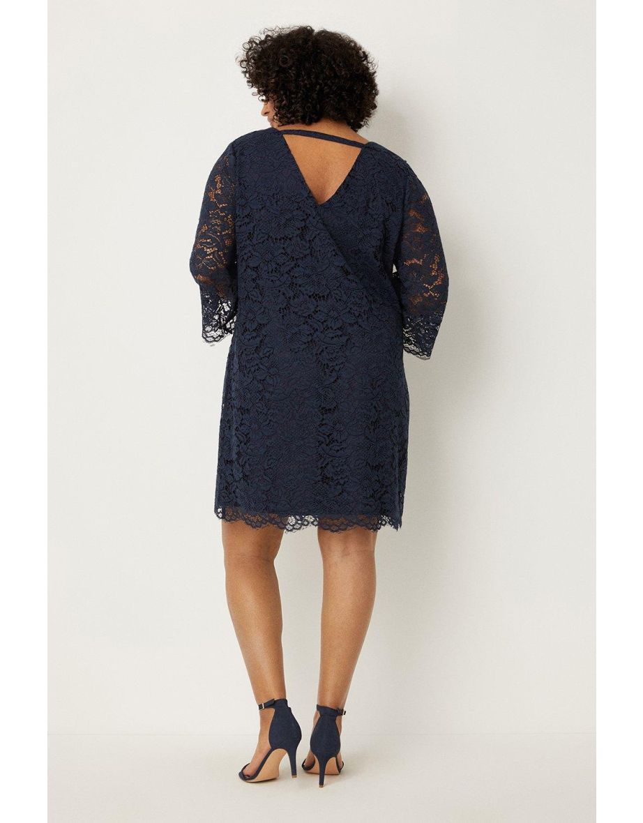 Curve Lace 3/4 Sleeve Shift Dress - 2