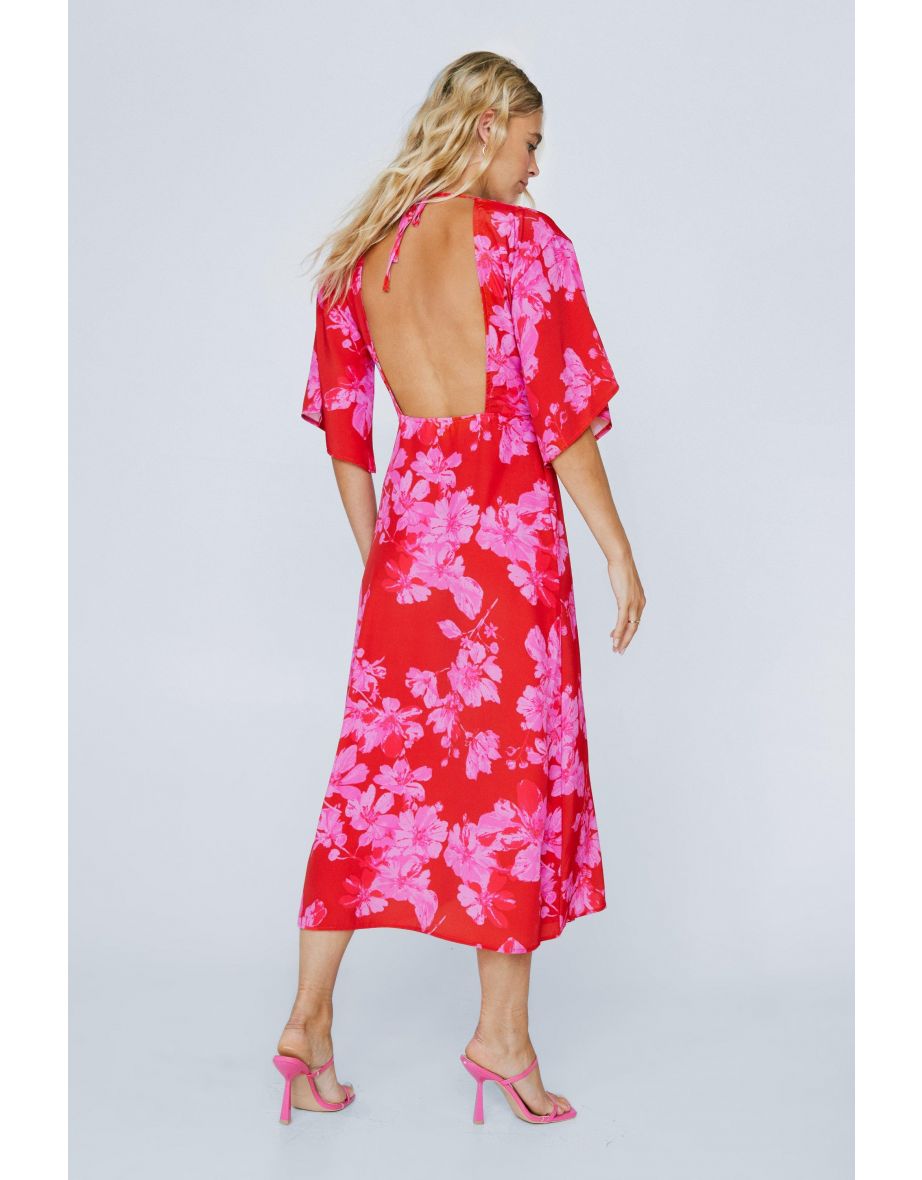 Floral Wrap Midi Tea Dress - 3