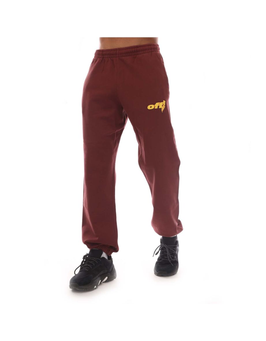 Men's Off White Thunder Stable Slim Sweatpants in Red