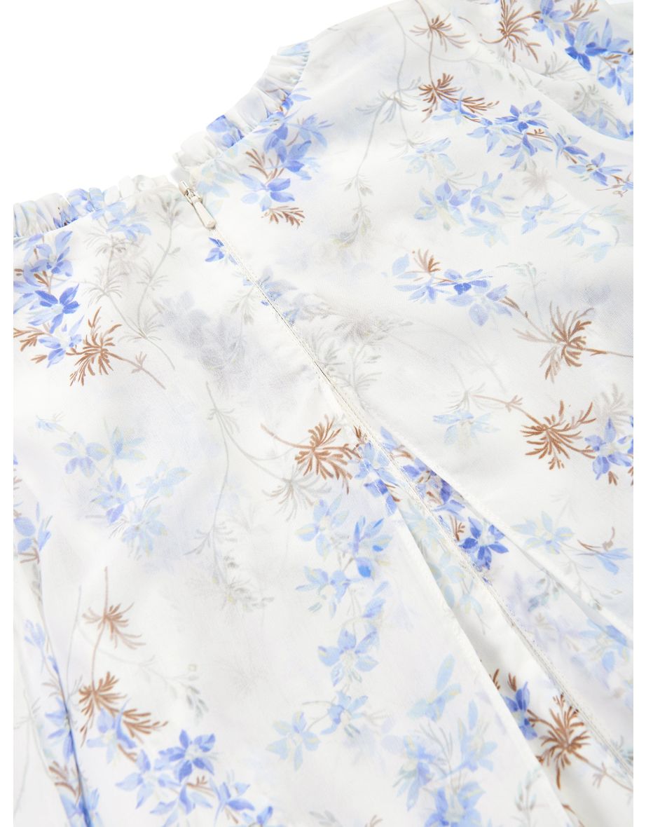 Needle & Thread Girls Ophelia Ditsy Chiffon Cape Dress in White - 5