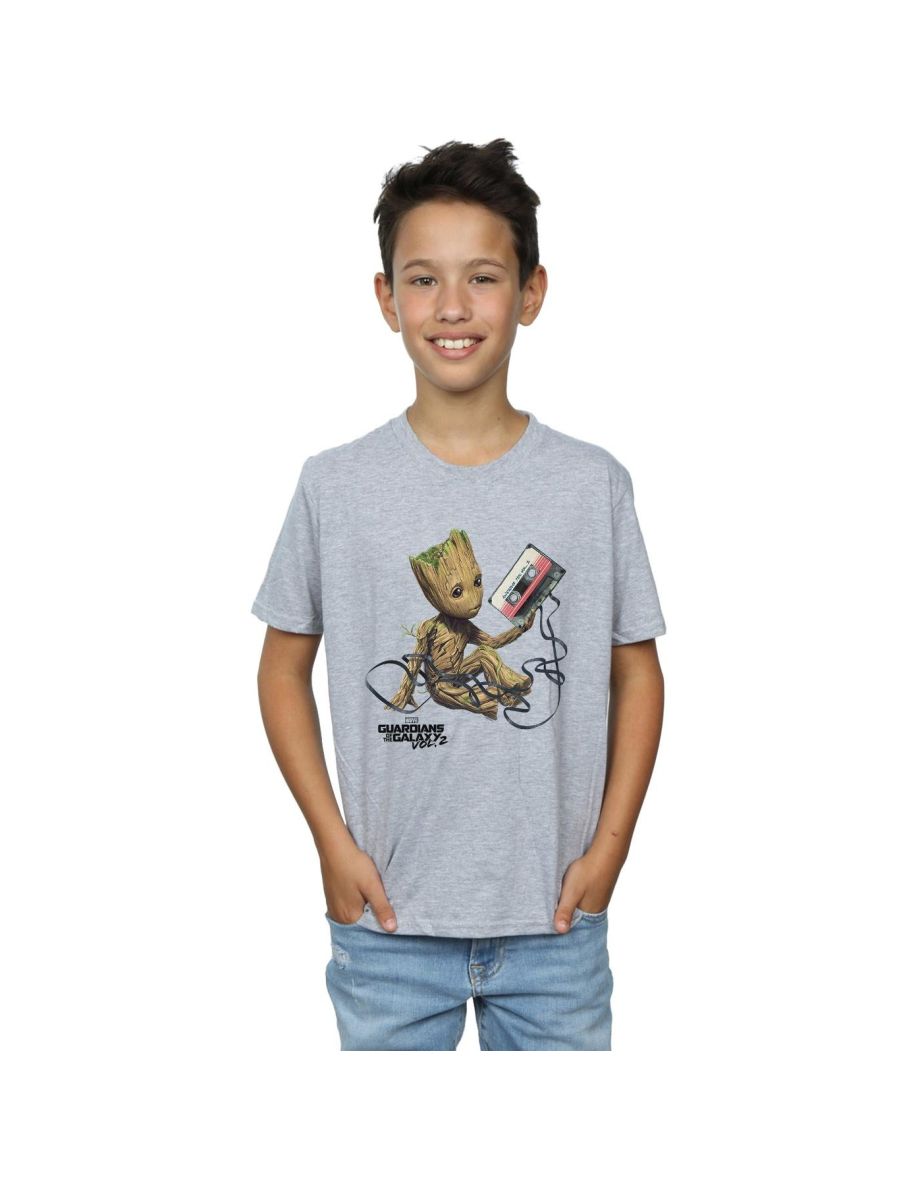 Marvel Boys Guardians Of The Galaxy Groot Tape T-Shirt - Sports Grey
