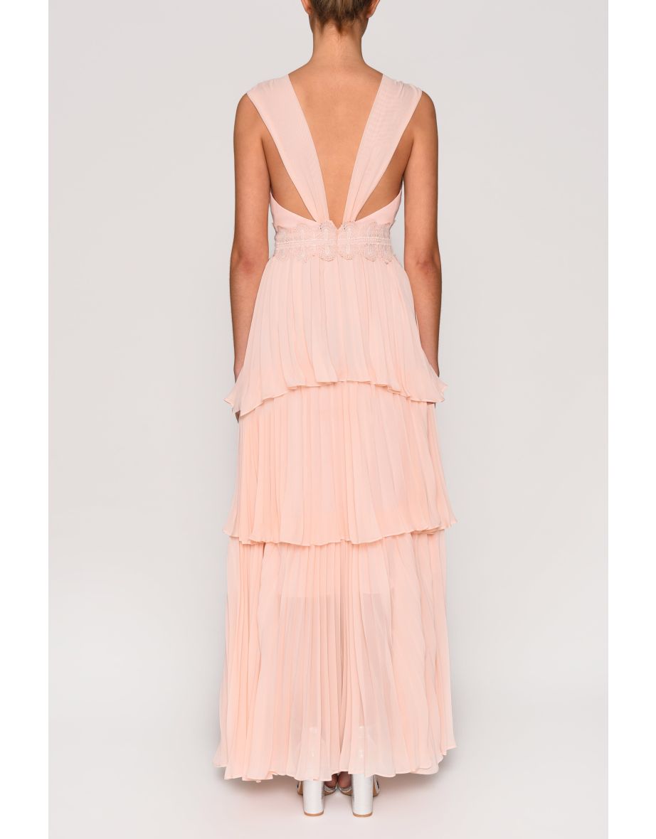 Pink Chiffon A-Line Maxi Smock Dress - 1