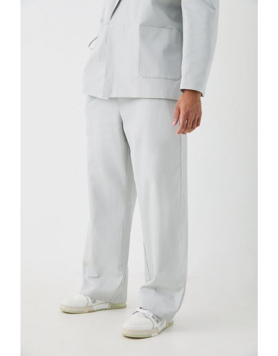 Wide Leg Elasticated Waistband Linen - grey