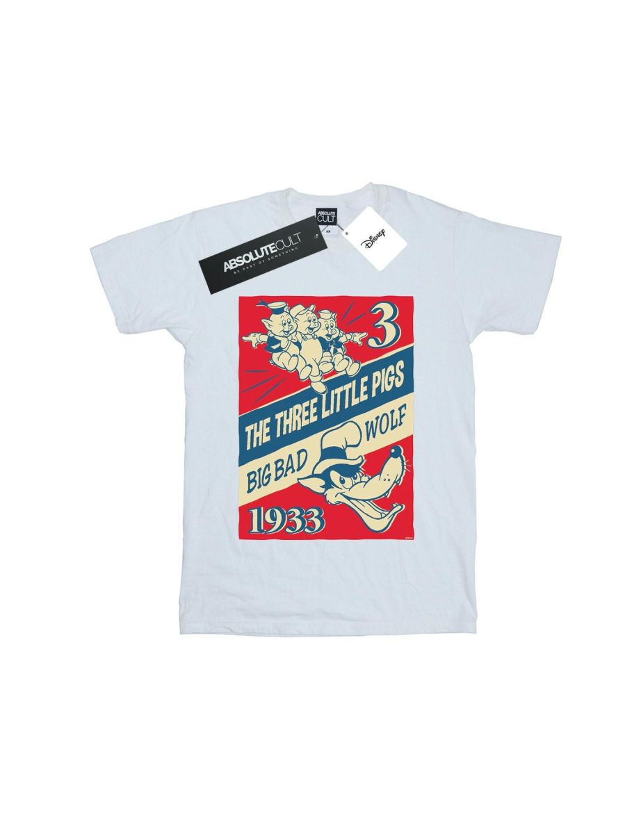 Disney Mens Three Little Pigs And The Big Bad Wolf T-Shirt - White - 1