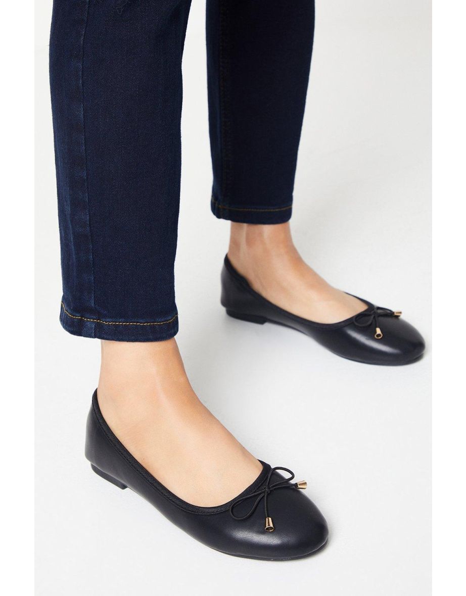 Good For The Sole: Wide Fit Tonya Comfort Bow Detailed Ballerinas