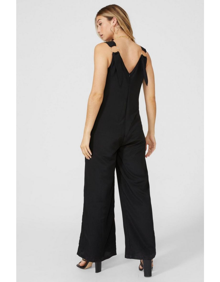 Ring Strap Detail Jumpsuit - black - 3