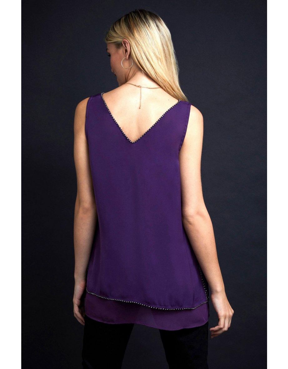 Bead Detail Double Layer Cami Top - 2
